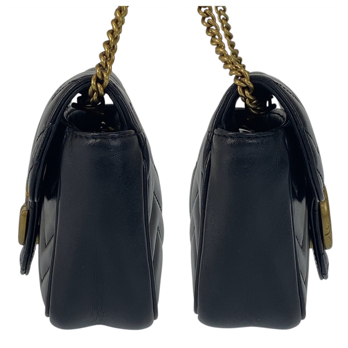 GUCCI Shoulder Bag 476433 leather Black GoldMetal GG Marmont