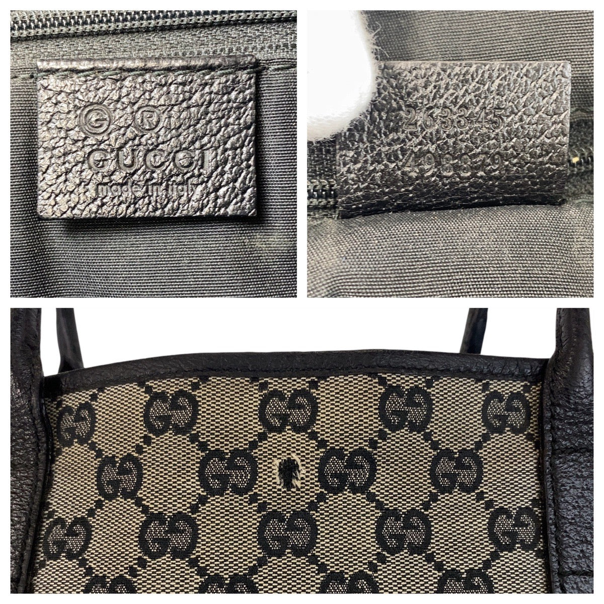 GUCCI Tote Bag 263345 GG canvas gray black black
