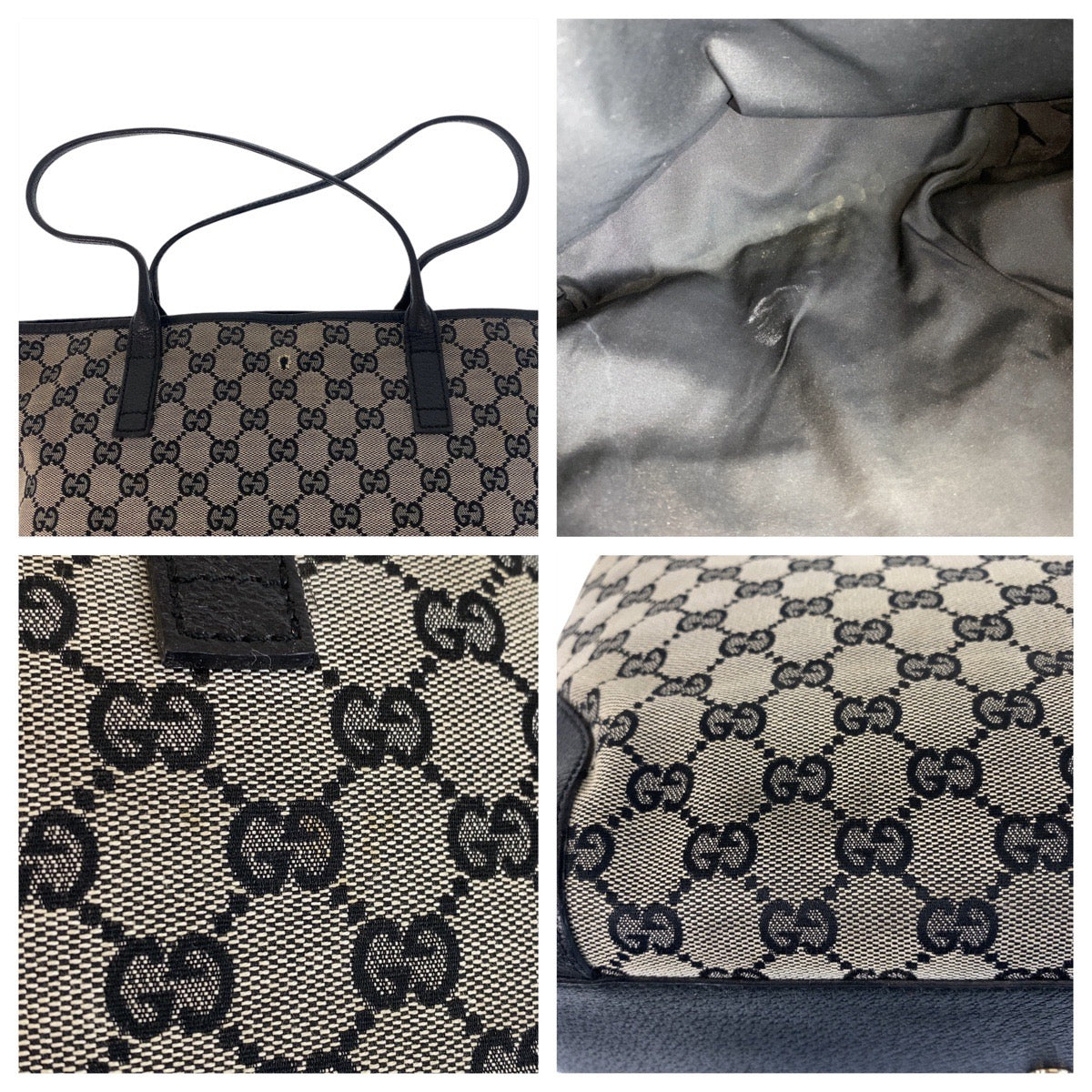 GUCCI Tote Bag 263345 GG canvas gray black black