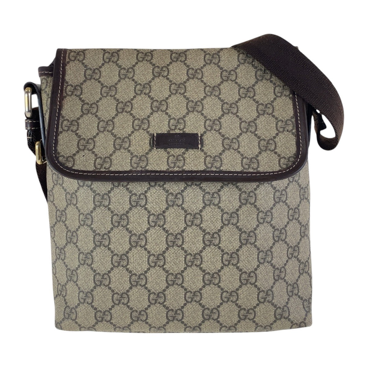 GUCCI Shoulder Bag 223666 GG Supreme Canvas Beige Brown SilverMetal