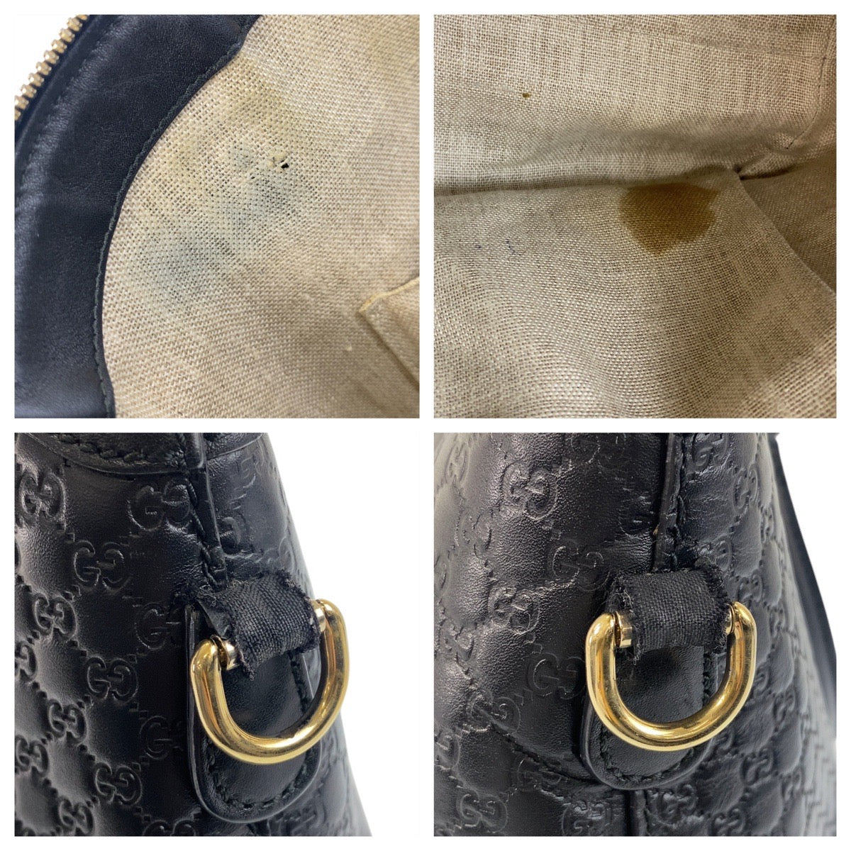 GUCCI Handbag 449657 leather Black GoldMetal Micro Guccisima