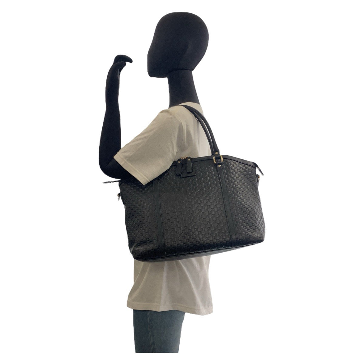 GUCCI Handbag 449657 leather Black GoldMetal Micro Guccisima