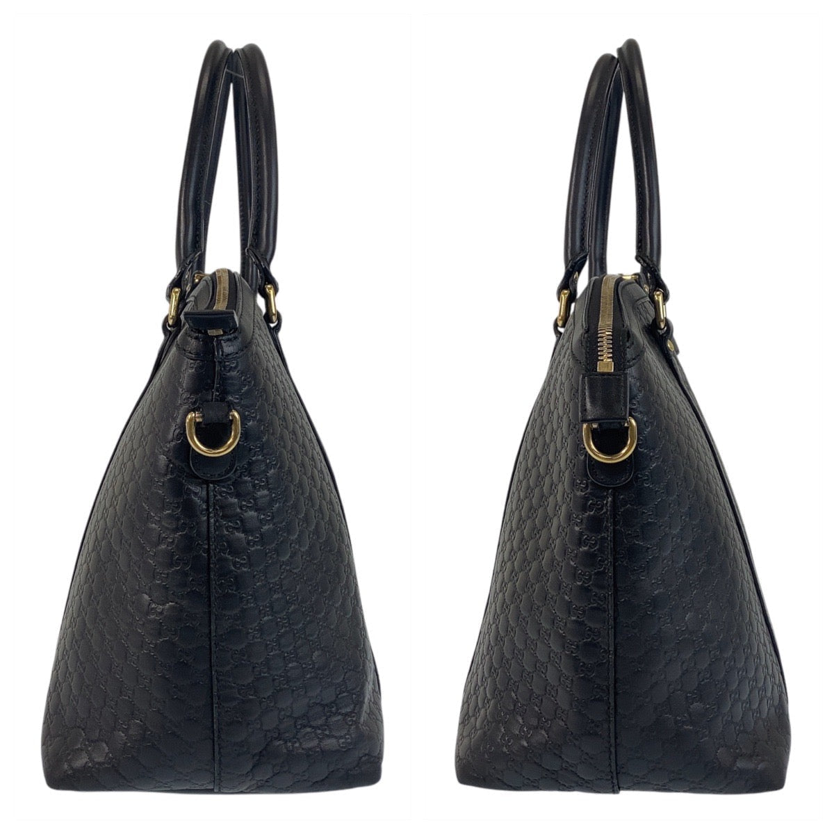 GUCCI Handbag 449657 leather Black GoldMetal Micro Guccisima
