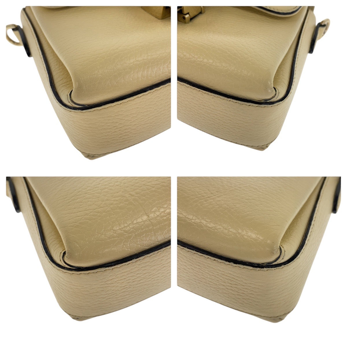 GUCCI Shoulder Bag 607720 leather Ivory Gold Metal Interlocking