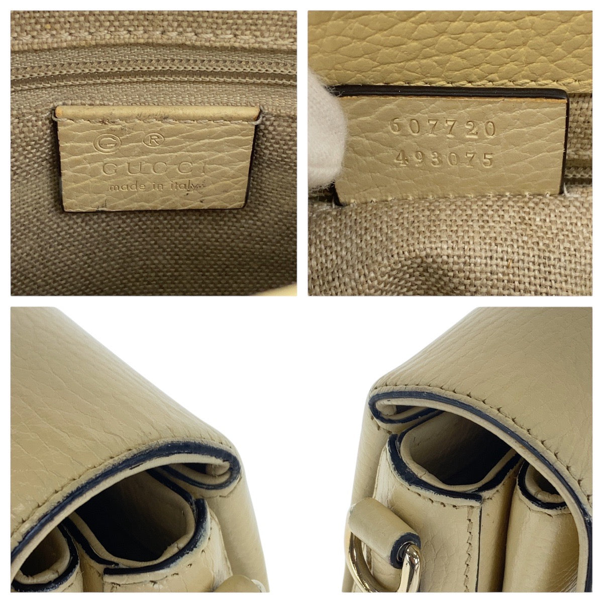 GUCCI Shoulder Bag 607720 leather Ivory Gold Metal Interlocking