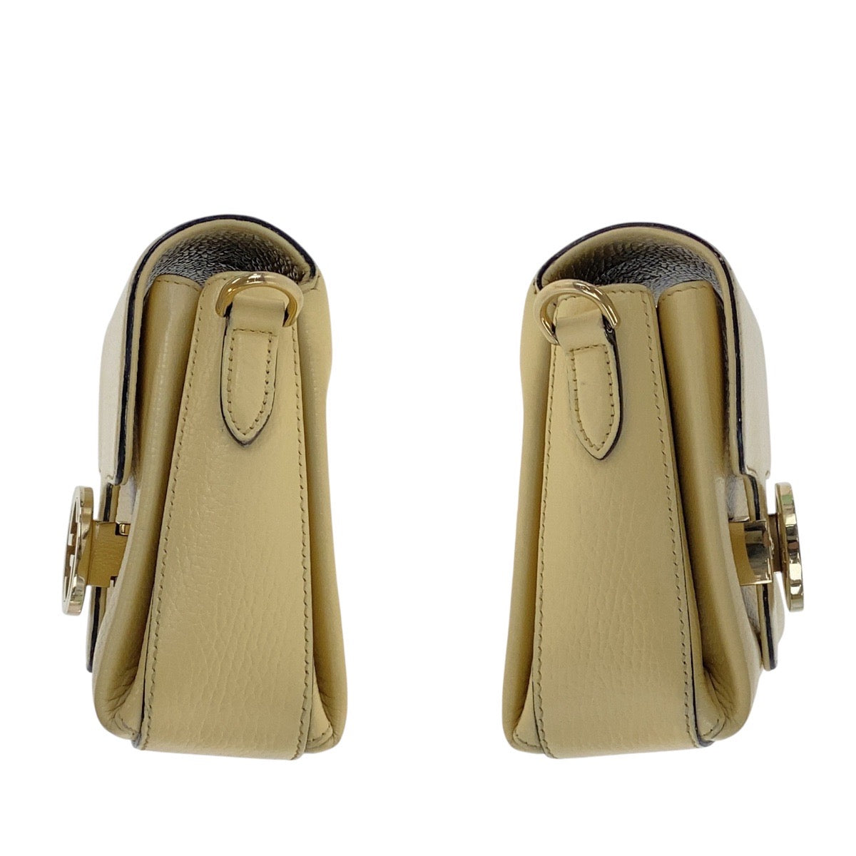 GUCCI Shoulder Bag 607720 leather Ivory Gold Metal Interlocking
