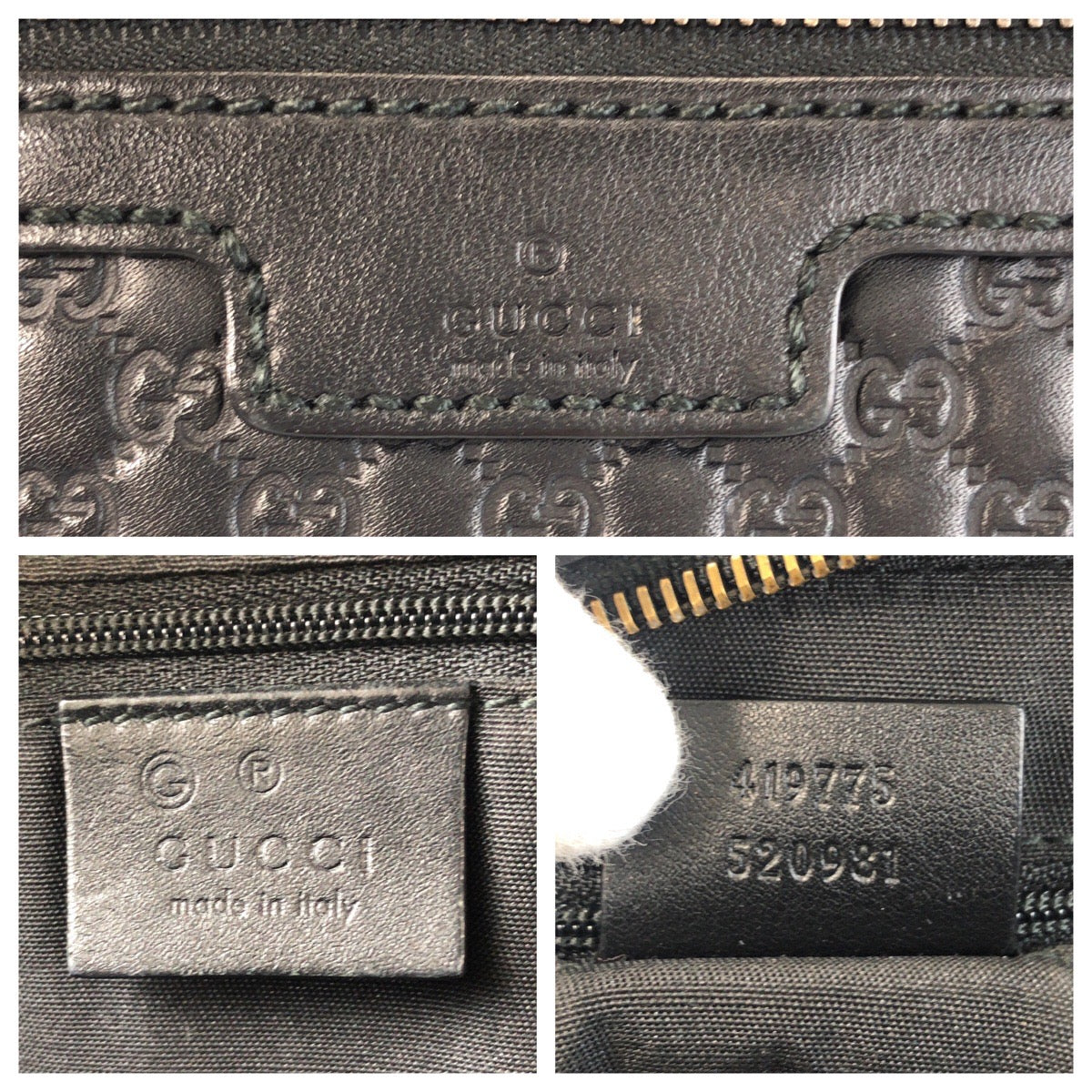 GUCCI business bag 419775 leather Black black Micro Guccisima