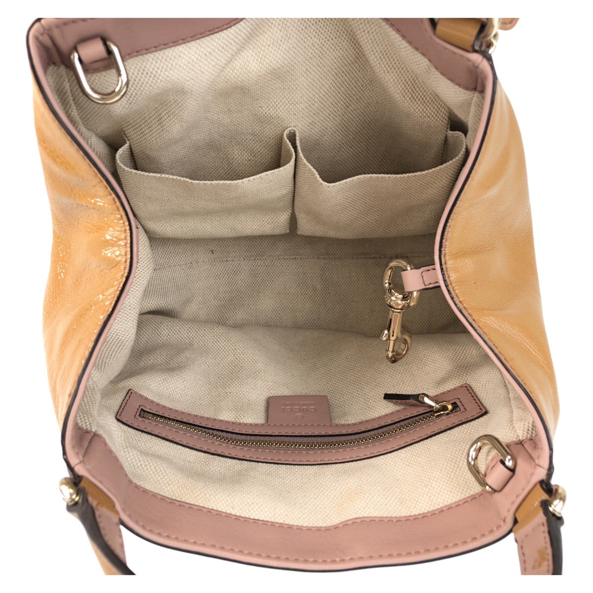 GUCCI Handbag 336751 Patent leather Camel Soho