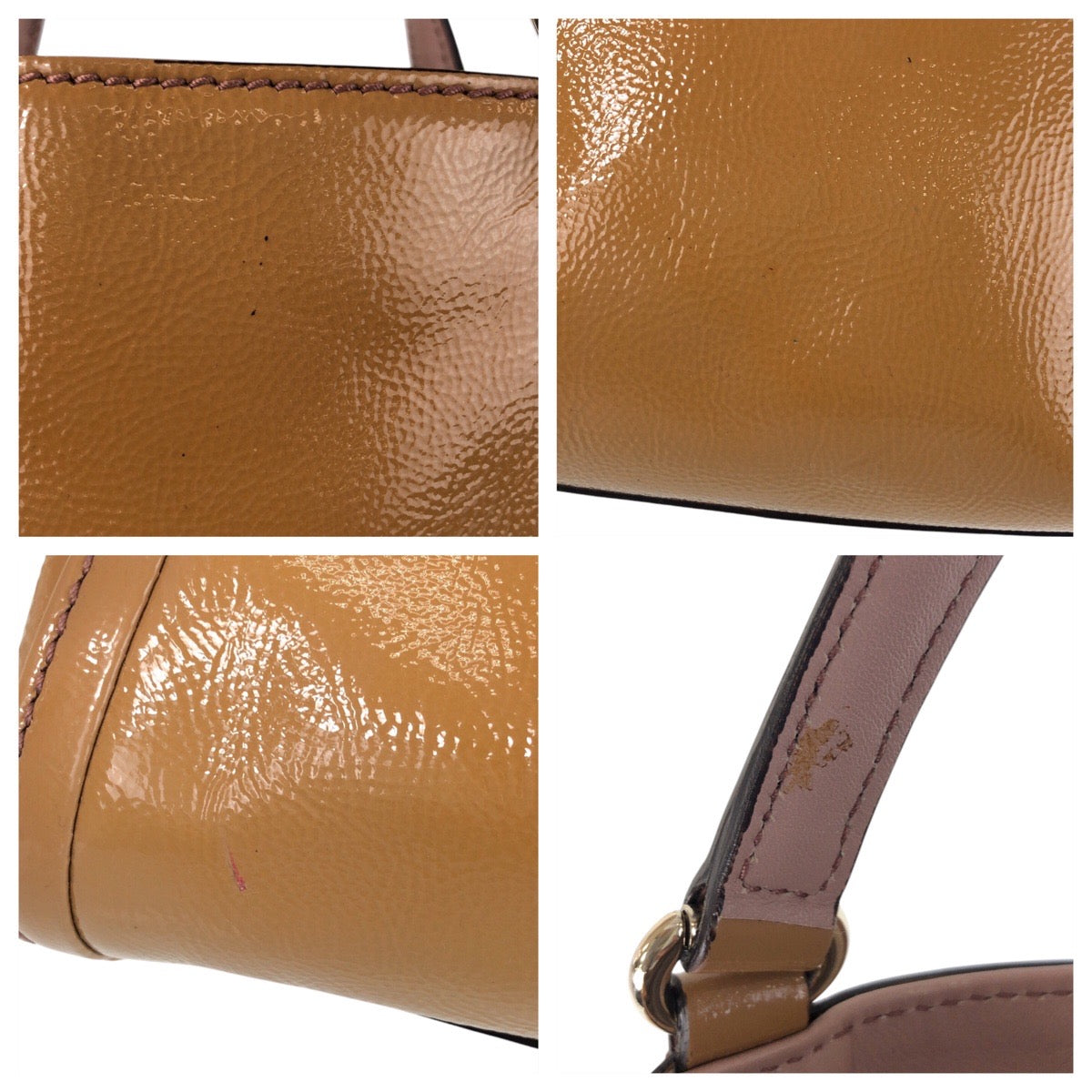 GUCCI Handbag 336751 Patent leather Camel Soho