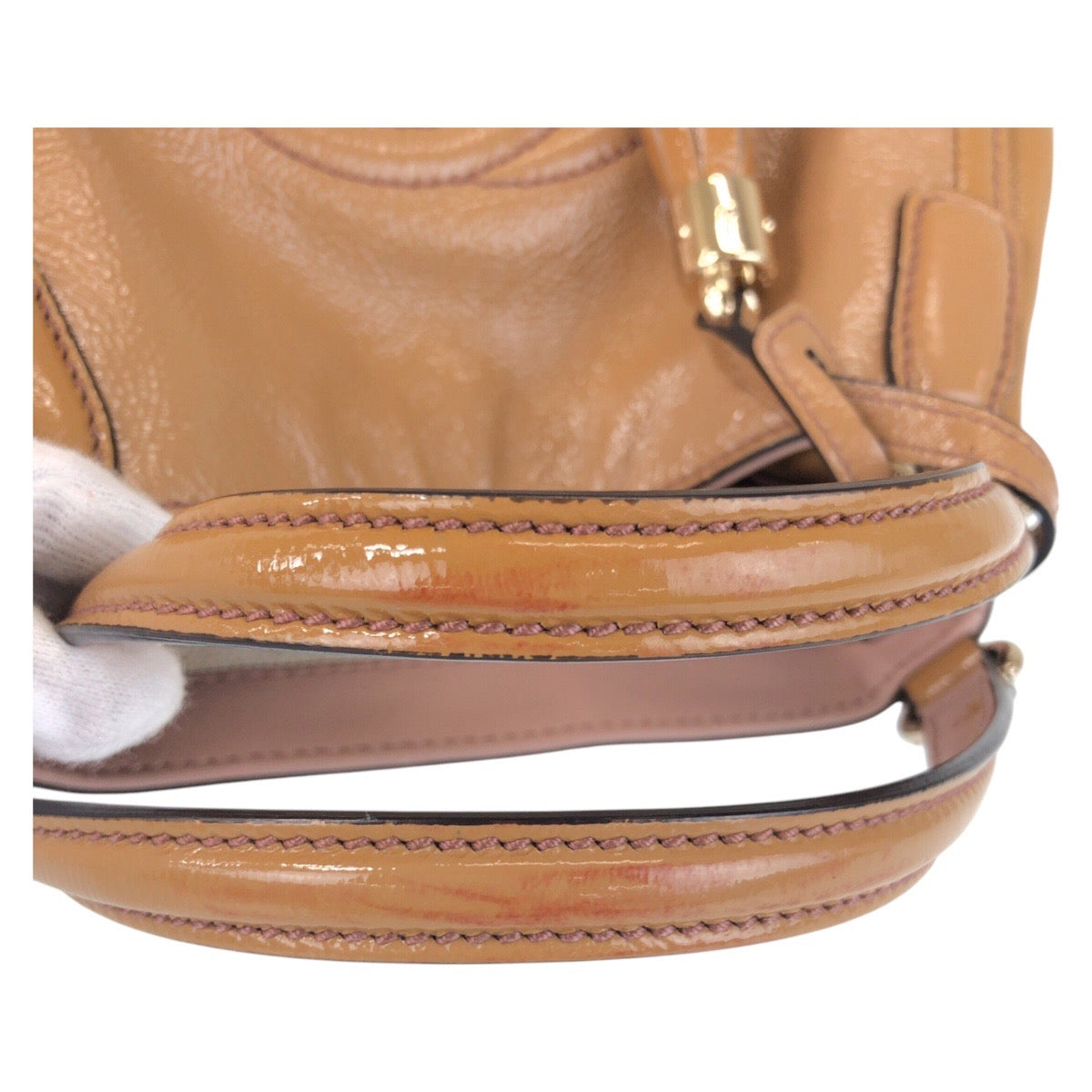 GUCCI Handbag 336751 Patent leather Camel Soho