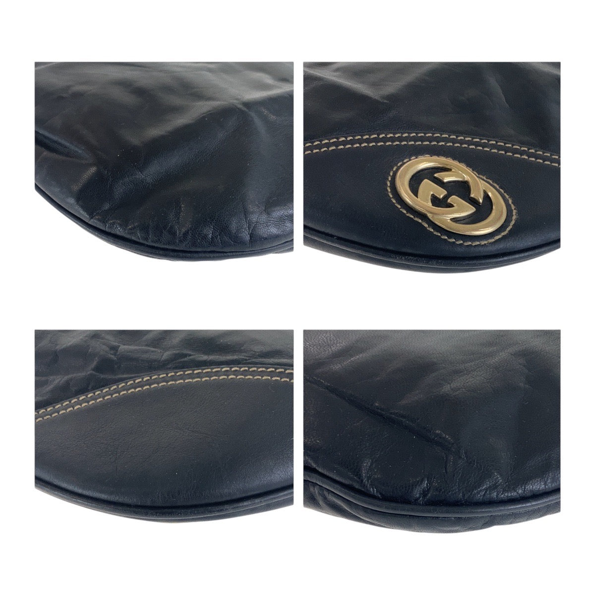 GUCCI Shoulder Bag 169998 leather black Interlocking