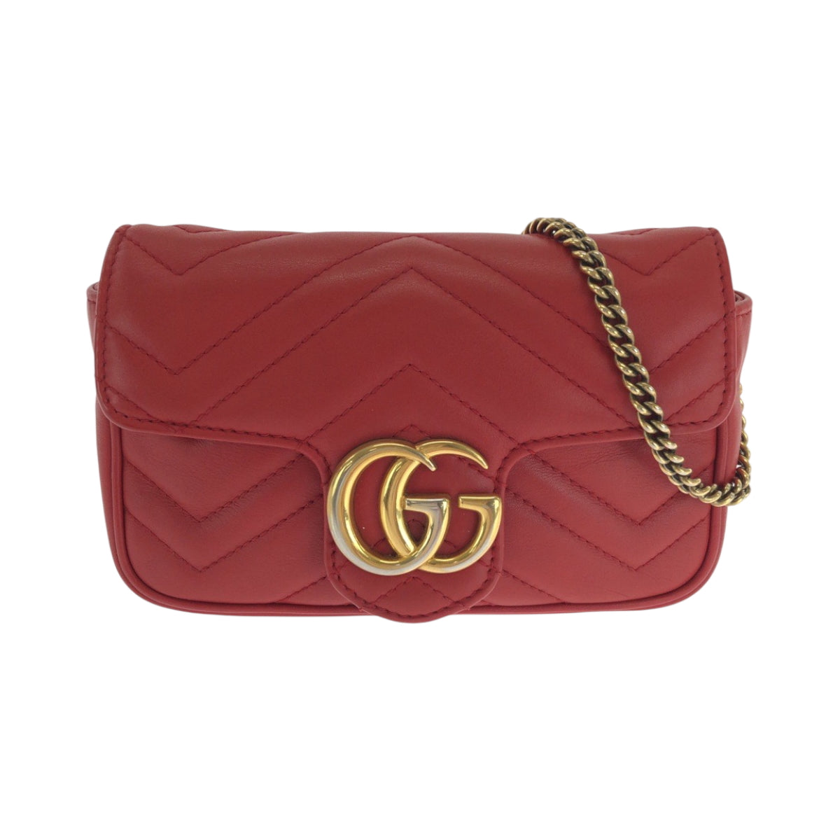 GUCCI Shoulder Bag 476433 leather Red GG Marmont