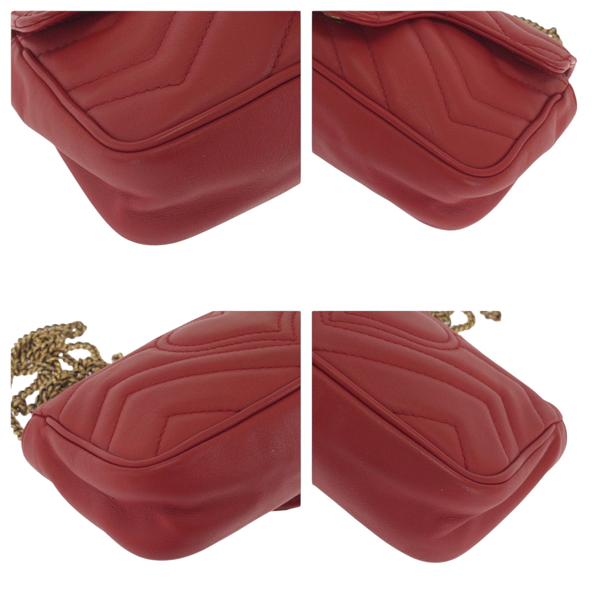 GUCCI Shoulder Bag 476433 leather Red GG Marmont