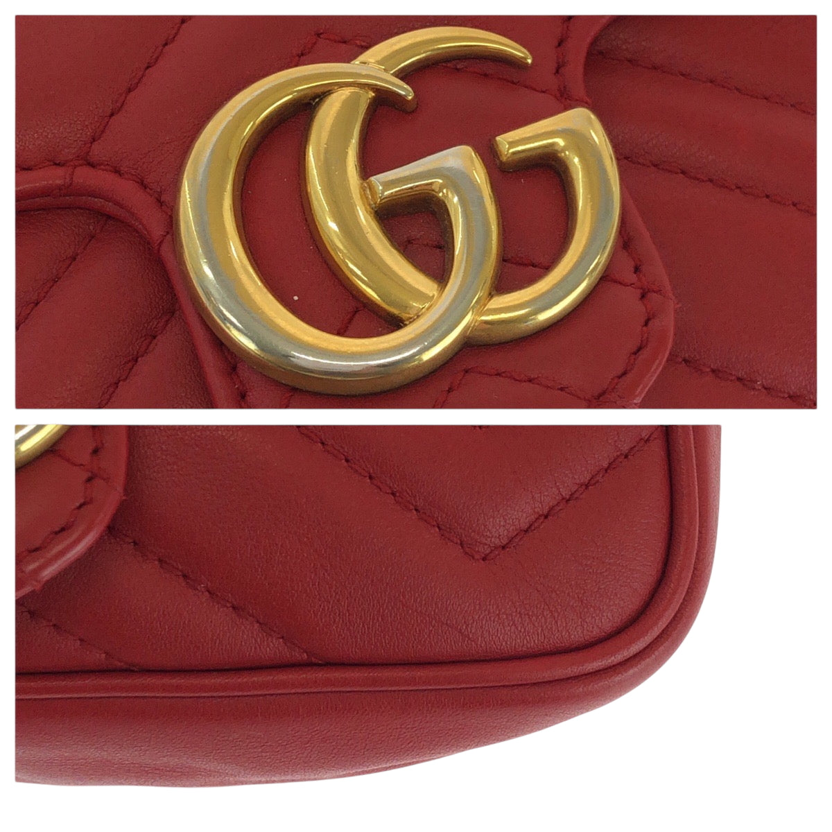 GUCCI Shoulder Bag 476433 leather Red GG Marmont