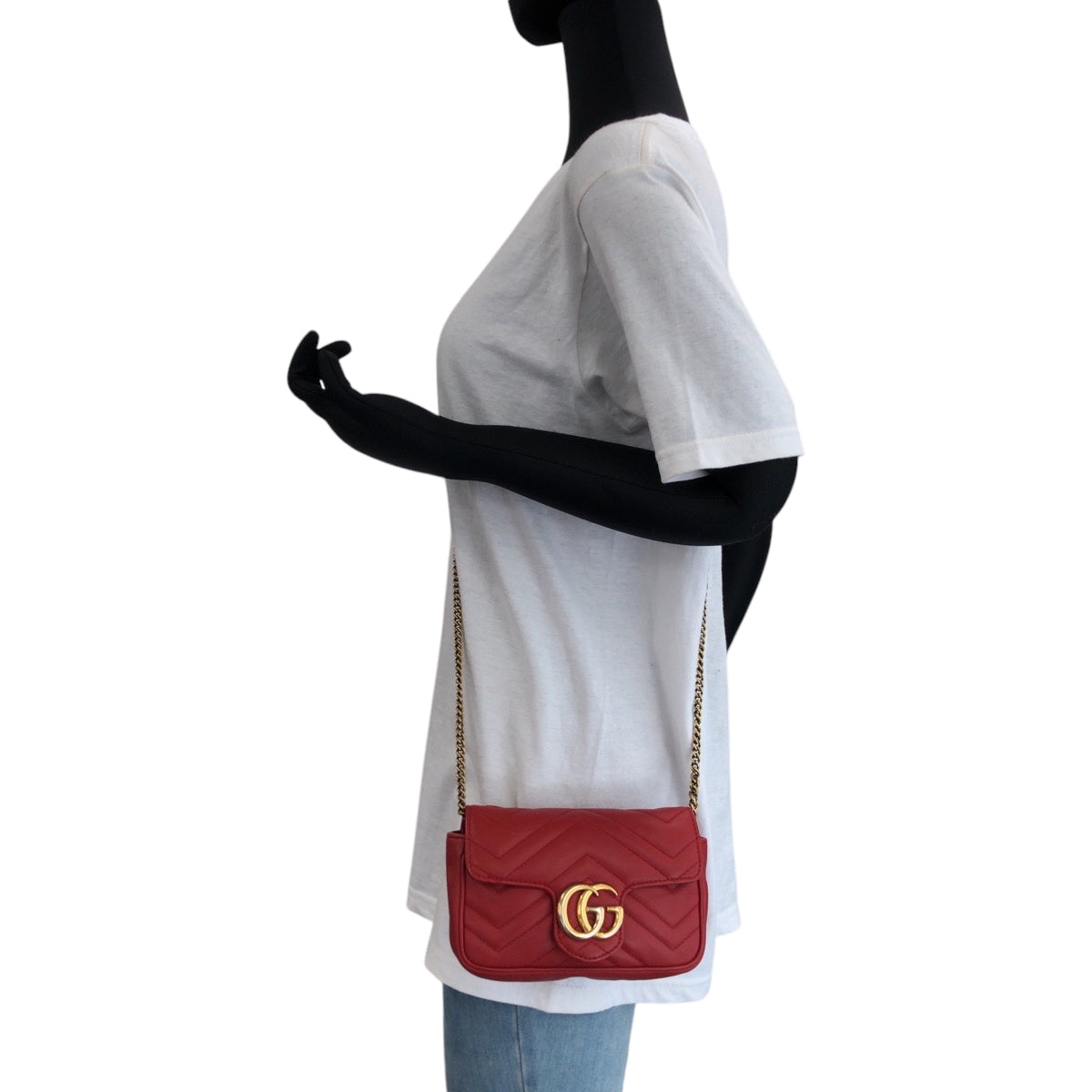 GUCCI Shoulder Bag 476433 leather Red GG Marmont