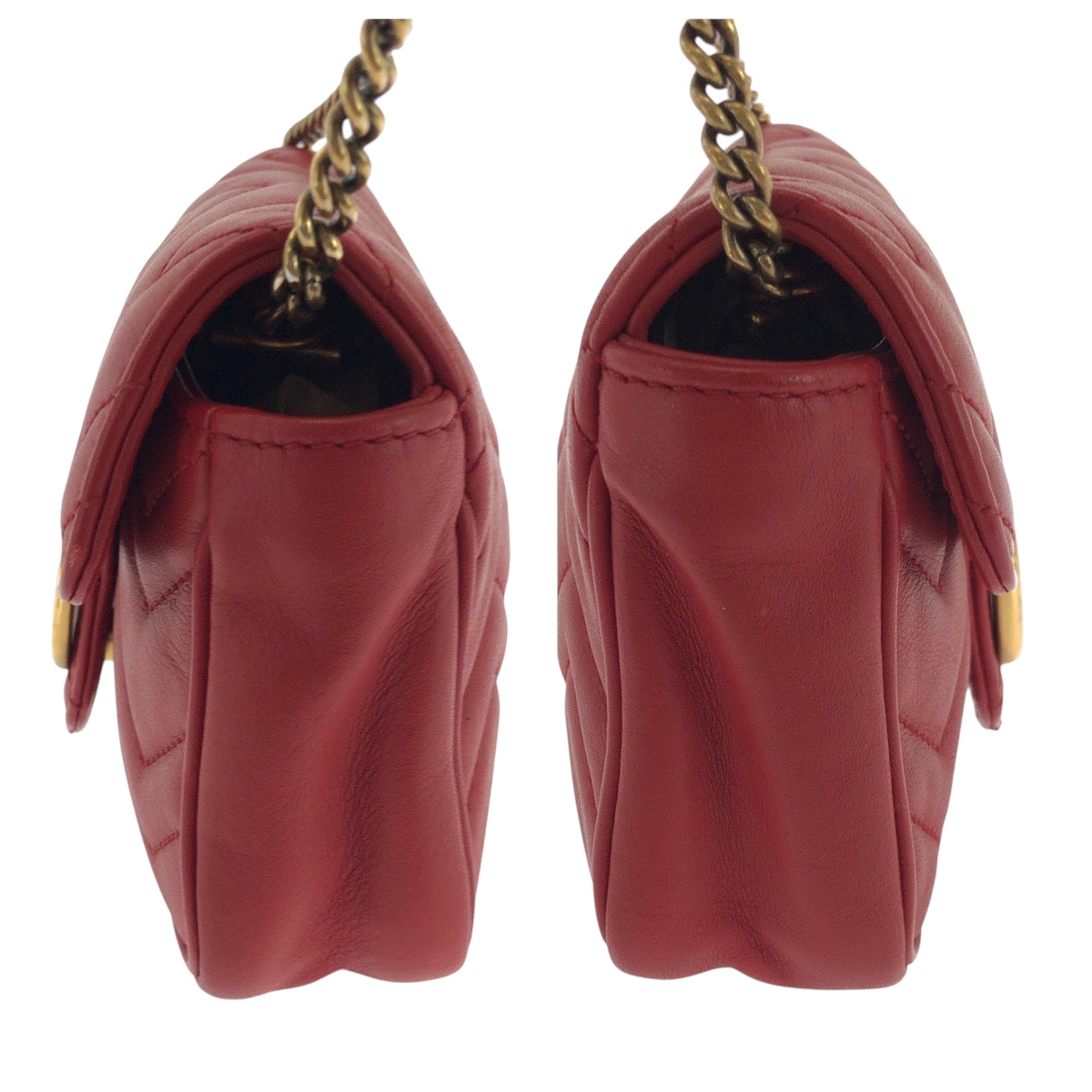 GUCCI Shoulder Bag 476433 leather Red GG Marmont