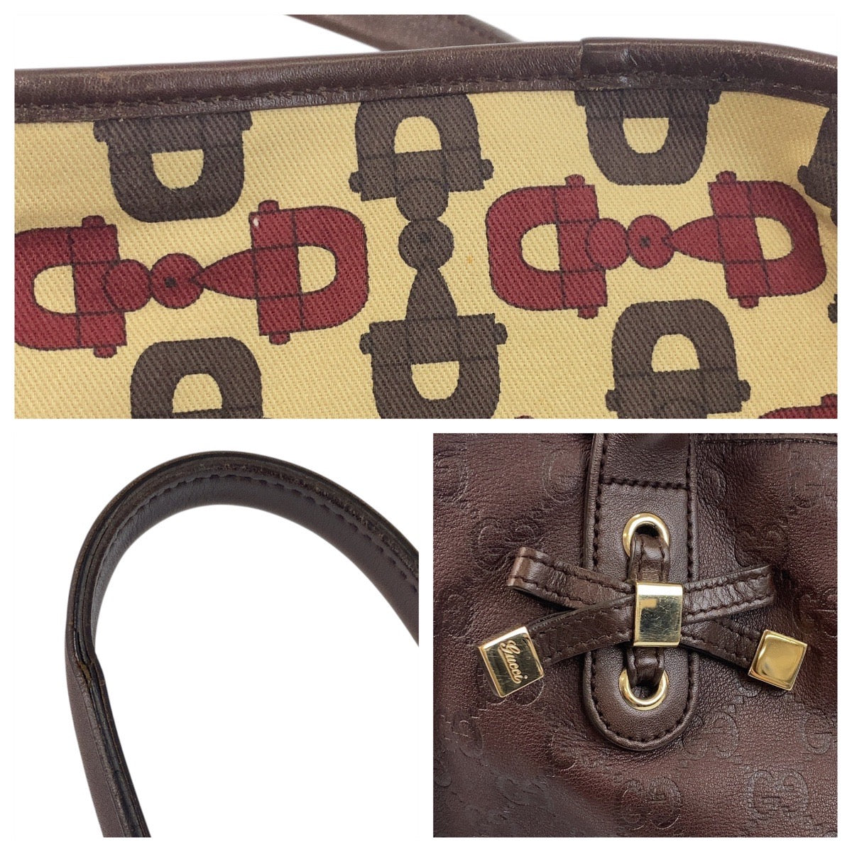 GUCCI Tote Bag 163805 leather Brown Guccishima Princey