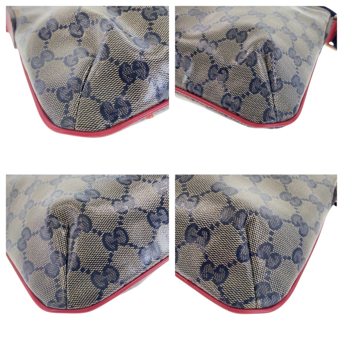 GUCCI Shoulder Bag 189749 Coated canvas Navy Sherry line GG crystal