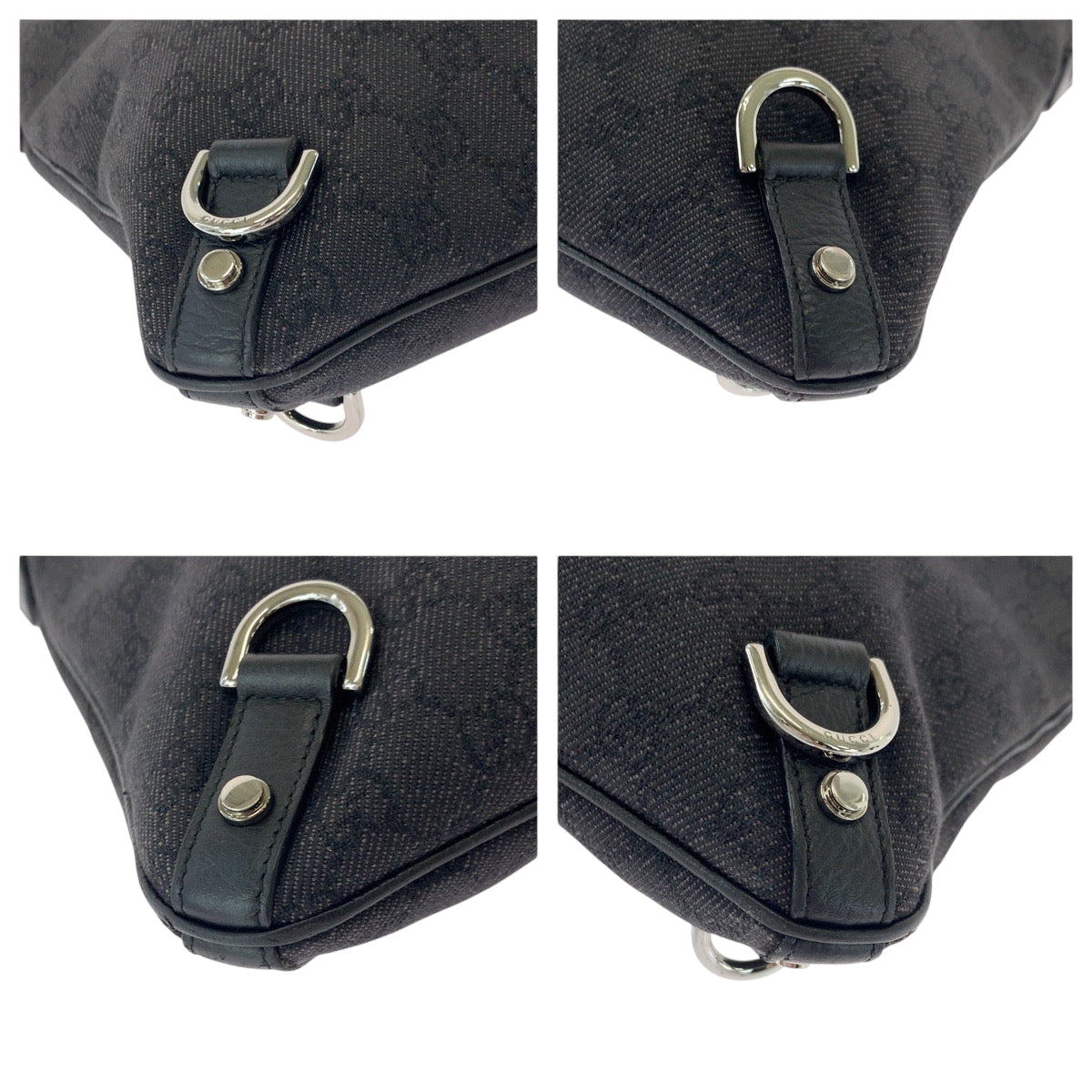 GUCCI Shoulder Bag 268642 GG canvas Black SilverMetal Abbey