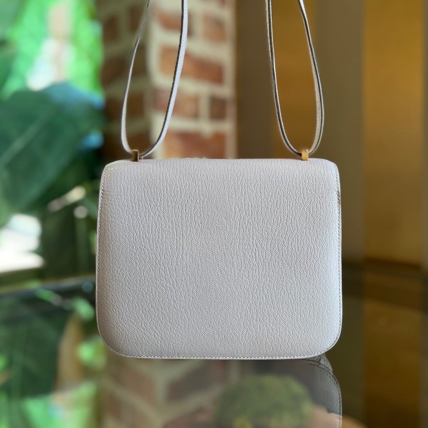 HERMES Constance 18 Mauve Pale Chevre Mysore Shoulder Bag