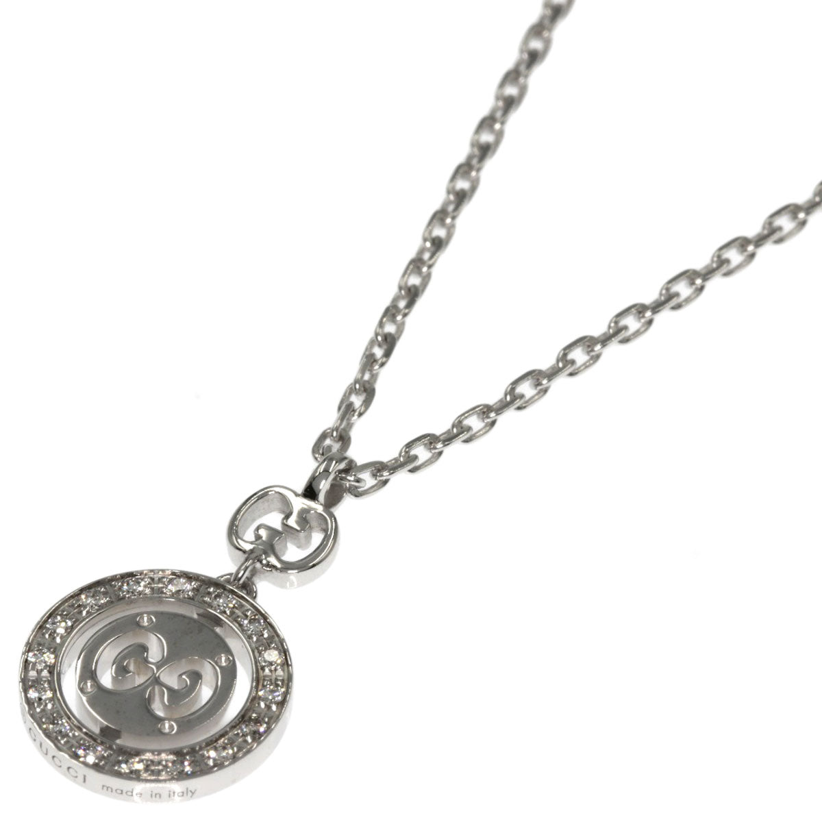 GUCCI Necklace K18WG Silver Icon Toile Diamond