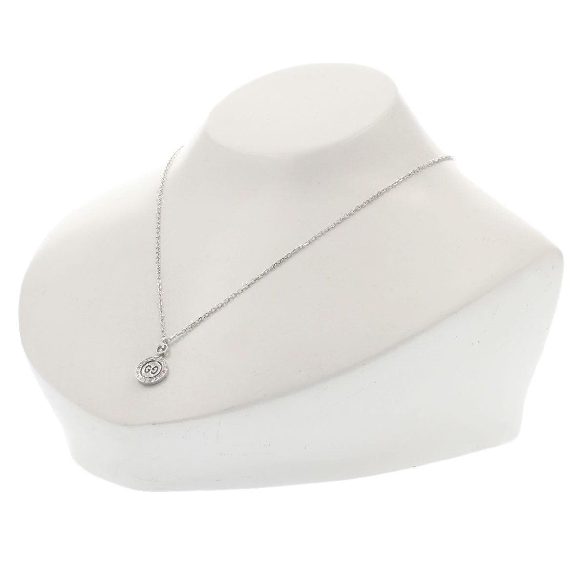 GUCCI Necklace K18WG Silver Icon Toile Diamond