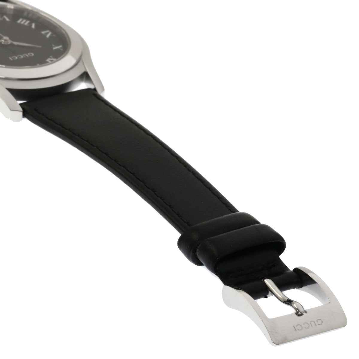 GUCCI Watches Quartz Stainless Steel, Leather black 5500M black dial mens Used