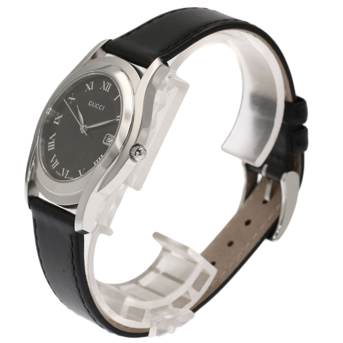 GUCCI Watches Quartz Stainless Steel, Leather black 5500M black dial mens Used