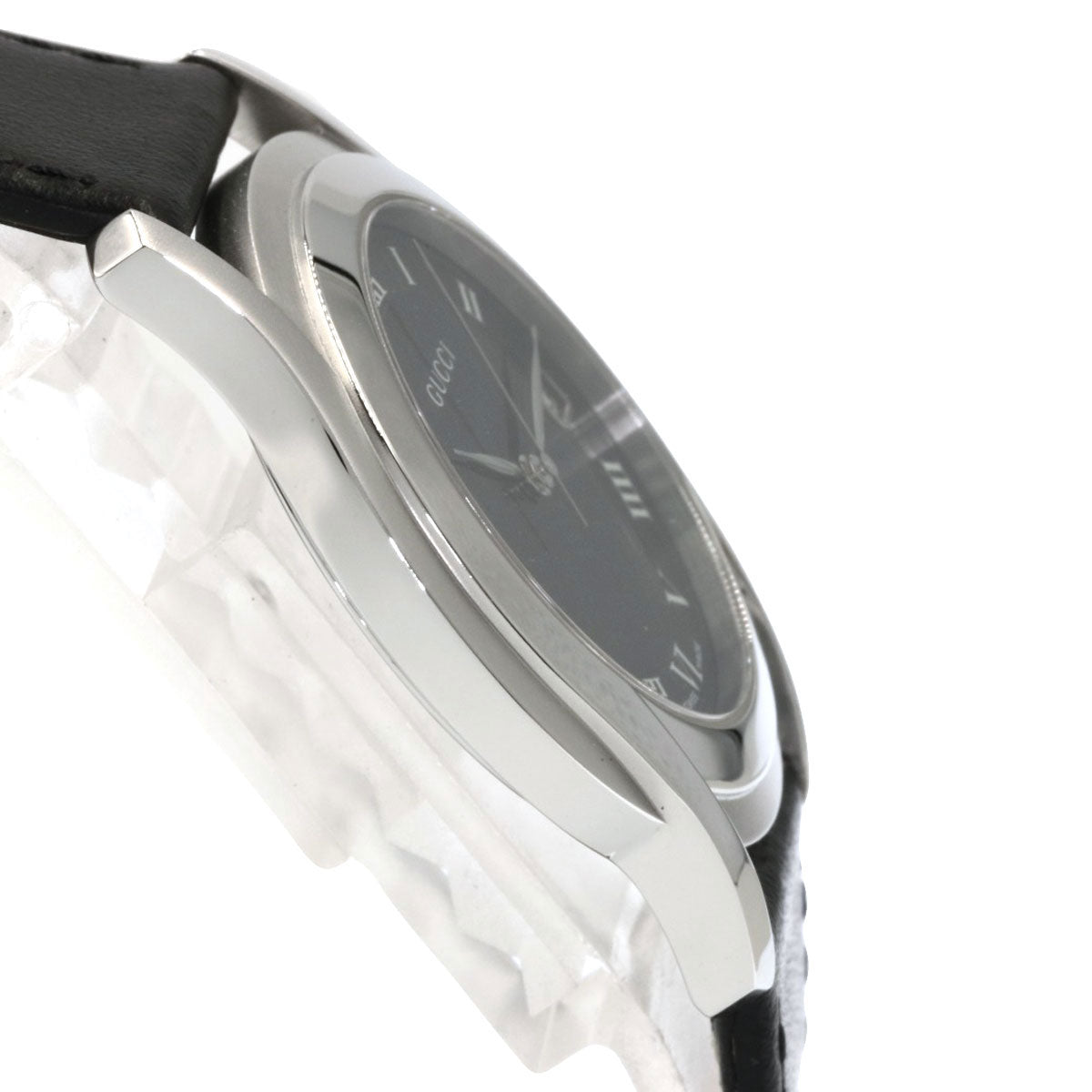 GUCCI Watches Quartz Stainless Steel, Leather black 5500M black dial mens Used