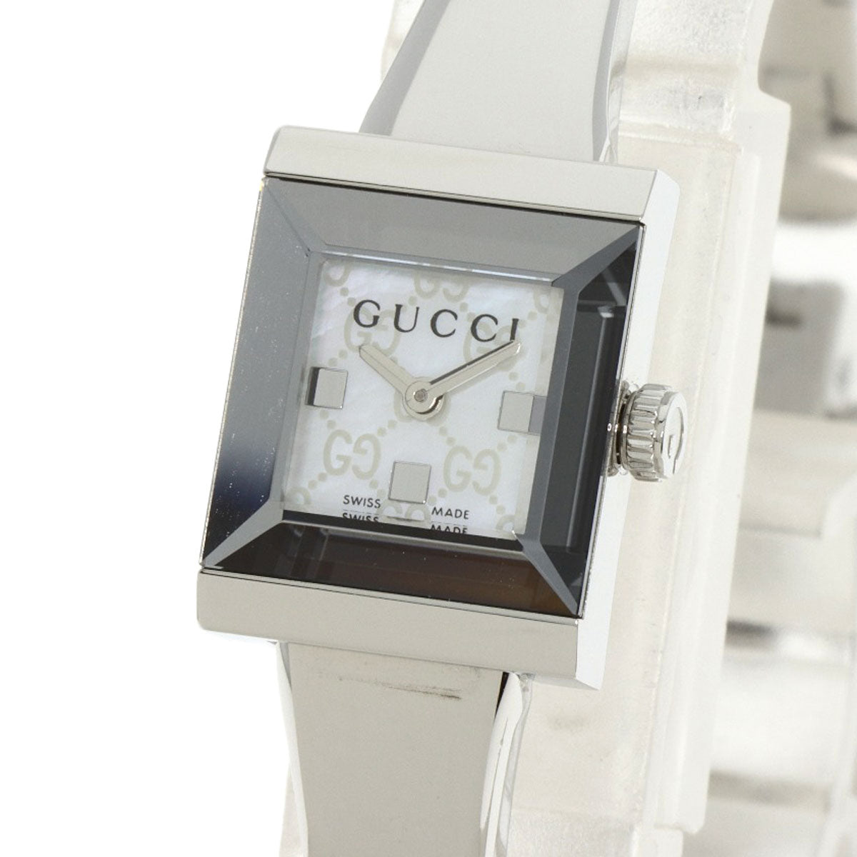 GUCCI Watches Quartz 128.5 Stainless Steel , Stainless Steel Silver GG G-frame White shell dial Women Used