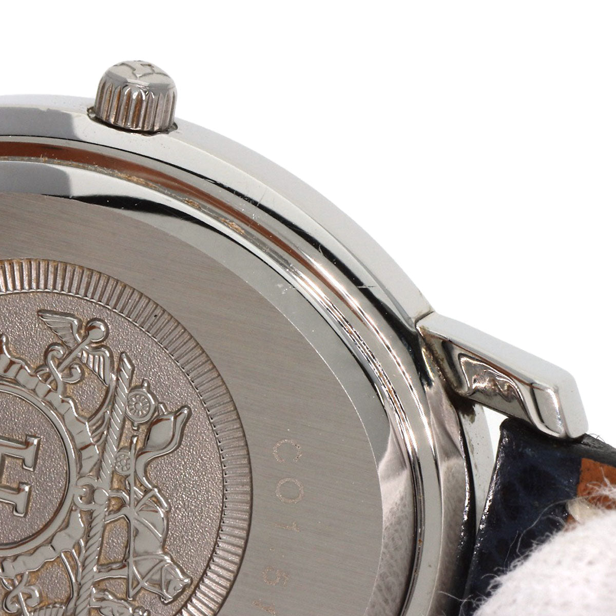 HERMES Watches Quartz CO1.510 Stainless Steel, Leather Silver Clipper oval white dial Women Used