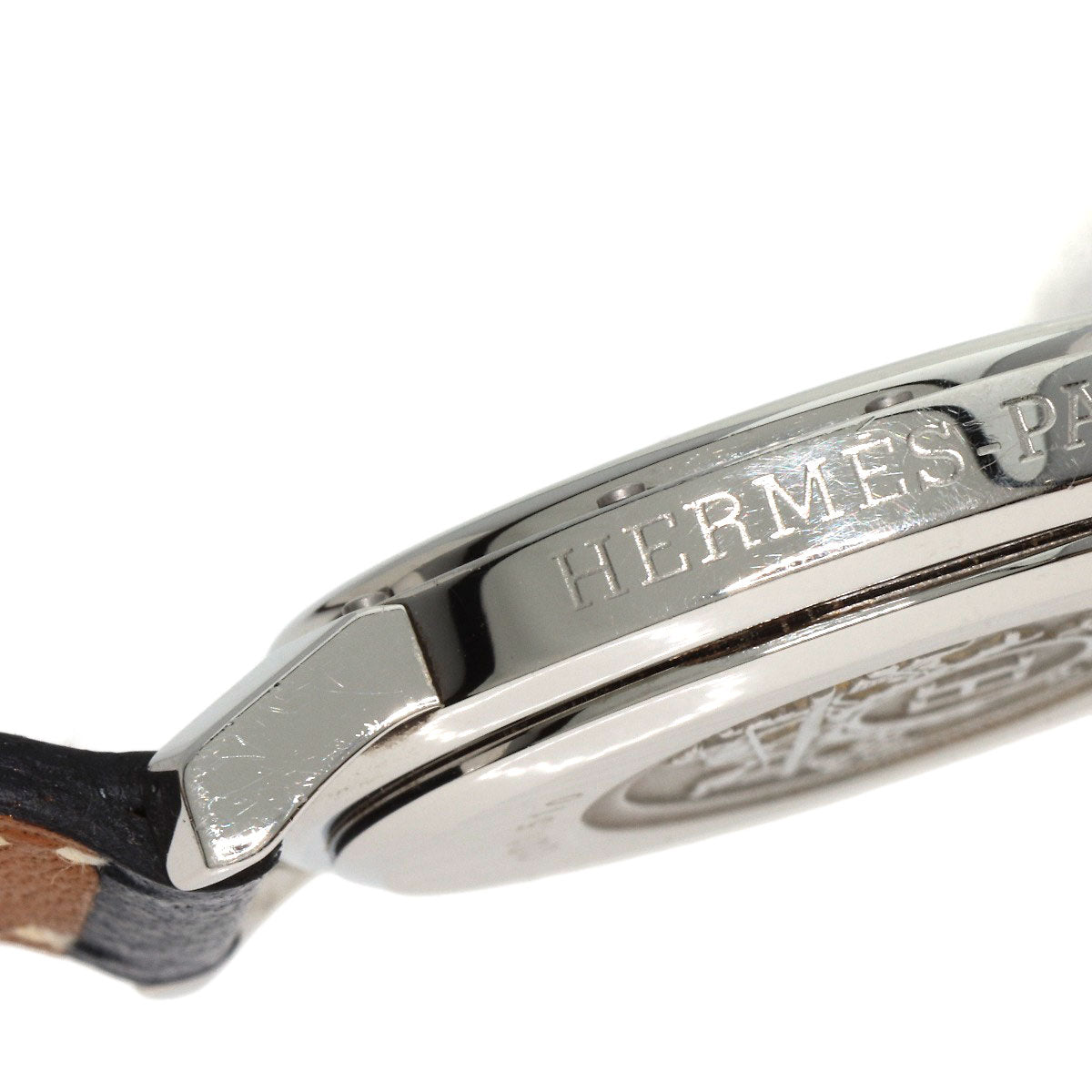 HERMES Watches Quartz CO1.510 Stainless Steel, Leather Silver Clipper oval white dial Women Used
