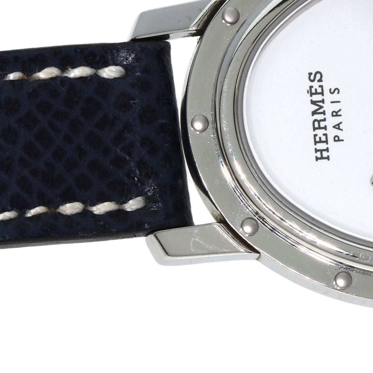 HERMES Watches Quartz CO1.510 Stainless Steel, Leather Silver Clipper oval white dial Women Used