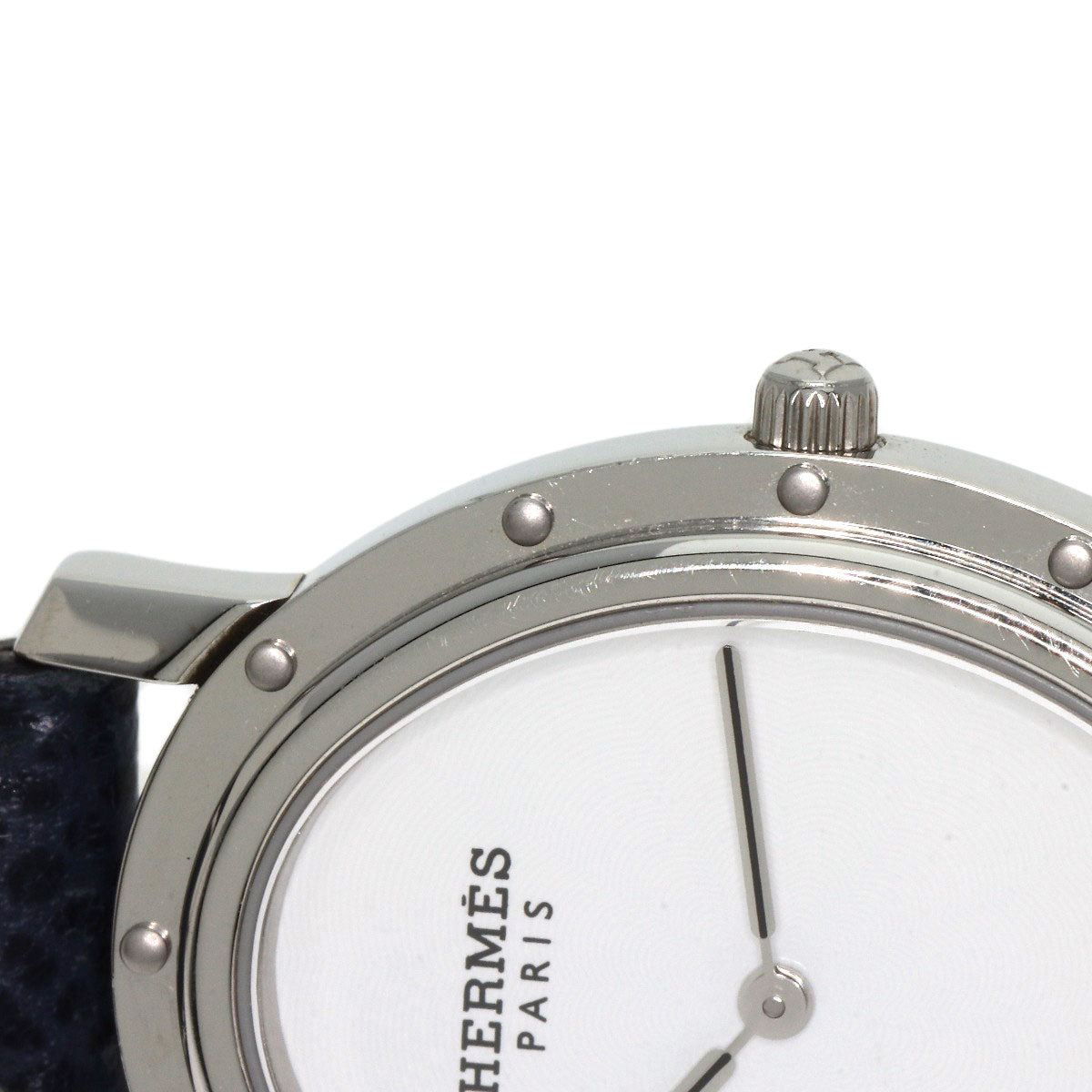 HERMES Watches Quartz CO1.510 Stainless Steel, Leather Silver Clipper oval white dial Women Used