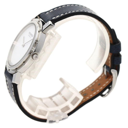 HERMES Watches Quartz CO1.510 Stainless Steel, Leather Silver Clipper oval white dial Women Used