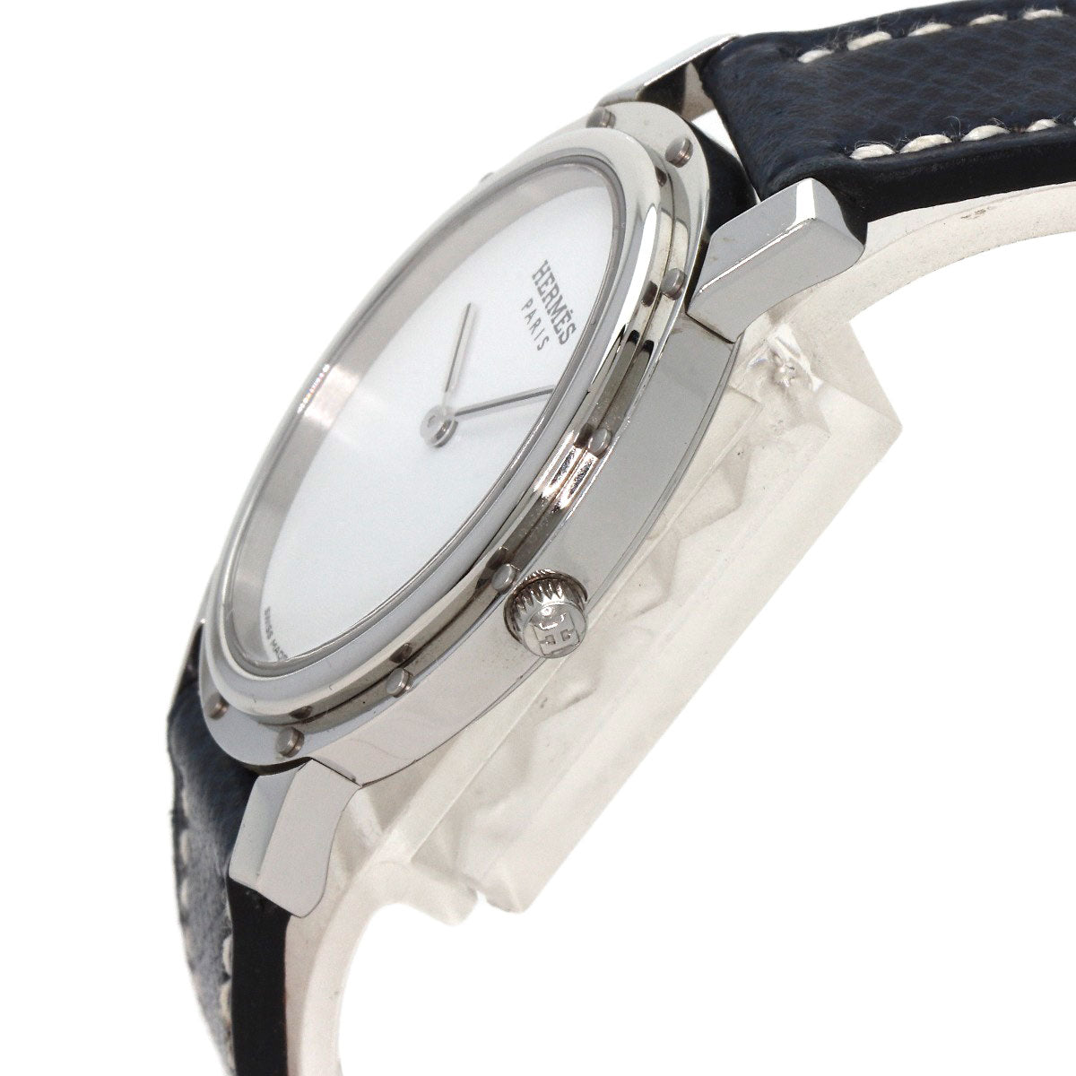 HERMES Watches Quartz CO1.510 Stainless Steel, Leather Silver Clipper oval white dial Women Used