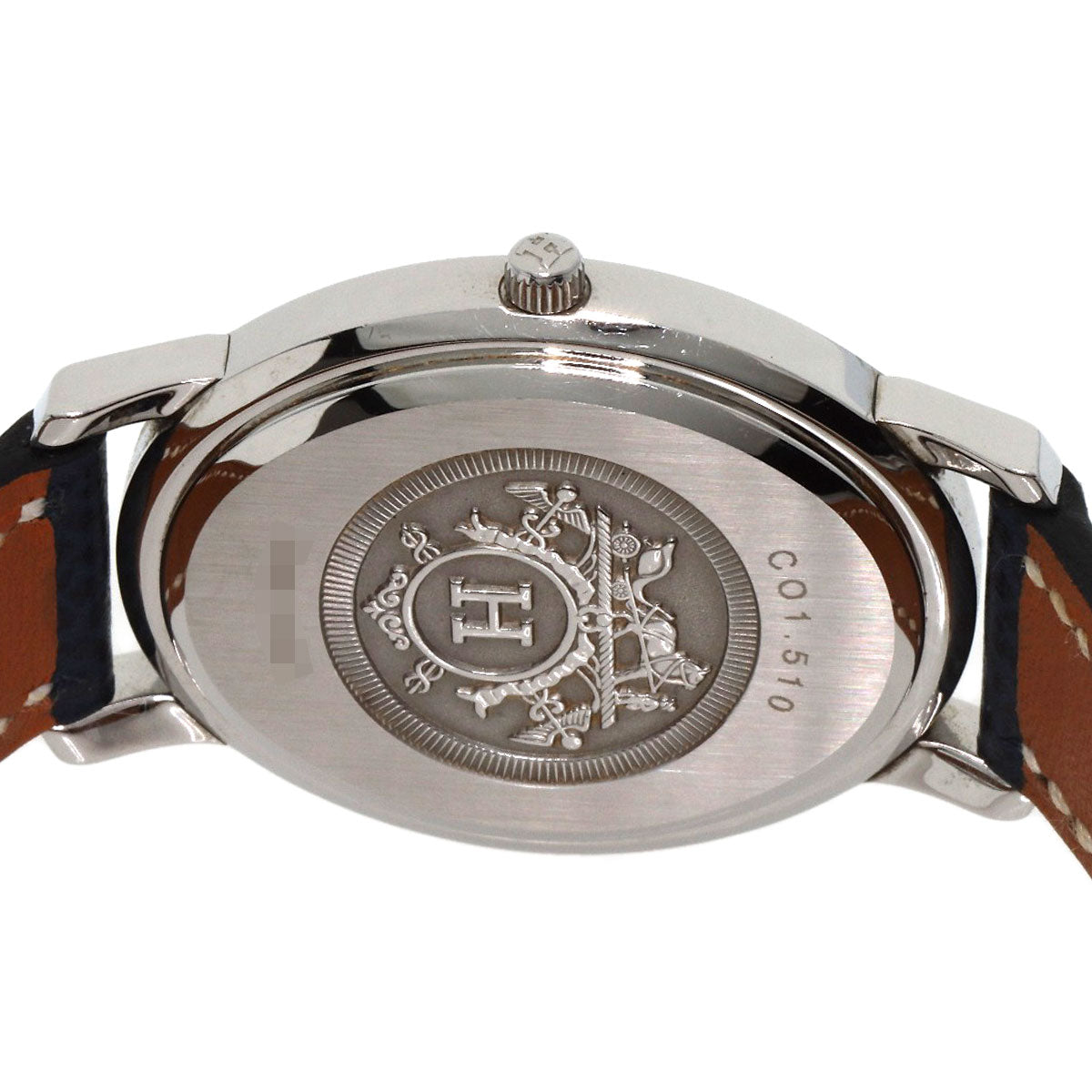 HERMES Watches Quartz CO1.510 Stainless Steel, Leather Silver Clipper oval white dial Women Used