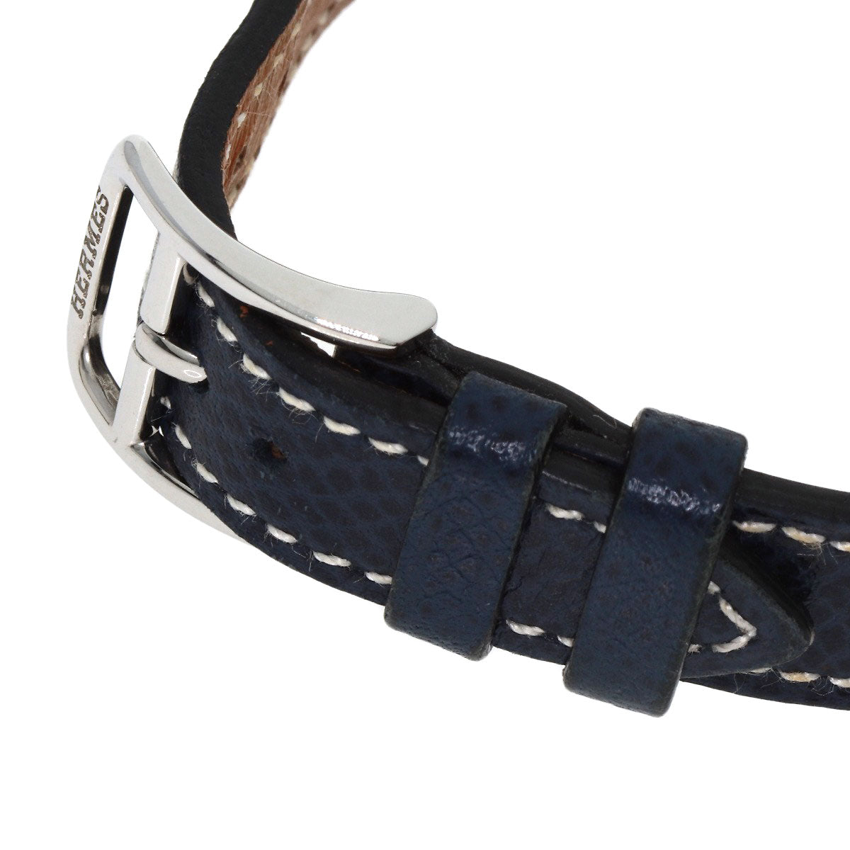 HERMES Watches Quartz CO1.510 Stainless Steel, Leather Silver Clipper oval white dial Women Used