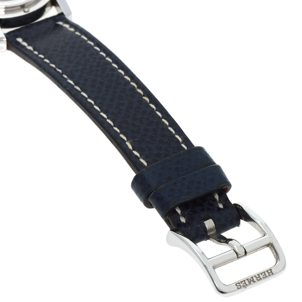 HERMES Watches Quartz CO1.510 Stainless Steel, Leather Silver Clipper oval white dial Women Used