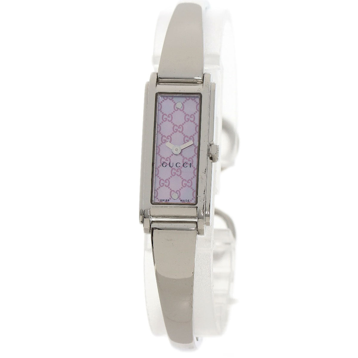 GUCCI Watches Quartz 109 Stainless Steel , Stainless Steel Silver Square face GG dial Pink shell dial Women Used