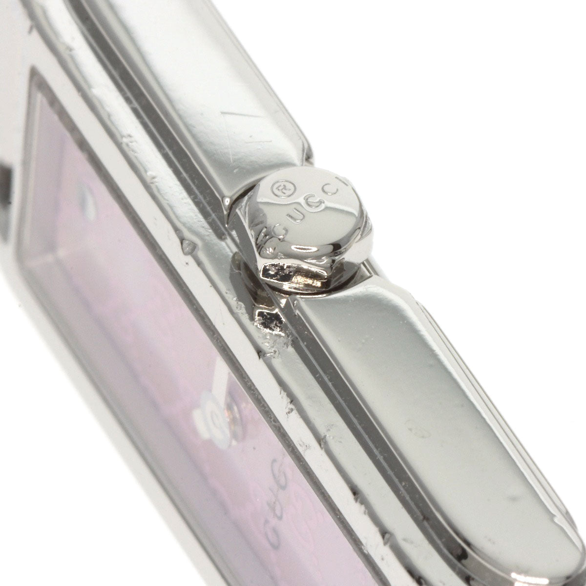 GUCCI Watches Quartz 109 Stainless Steel , Stainless Steel Silver Square face GG dial Pink shell dial Women Used