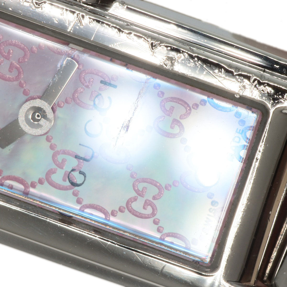GUCCI Watches Quartz 109 Stainless Steel , Stainless Steel Silver Square face GG dial Pink shell dial Women Used