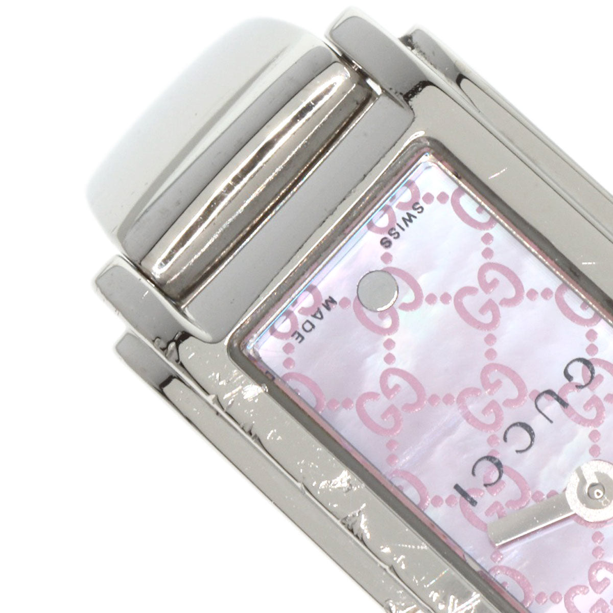 GUCCI Watches Quartz 109 Stainless Steel , Stainless Steel Silver Square face GG dial Pink shell dial Women Used