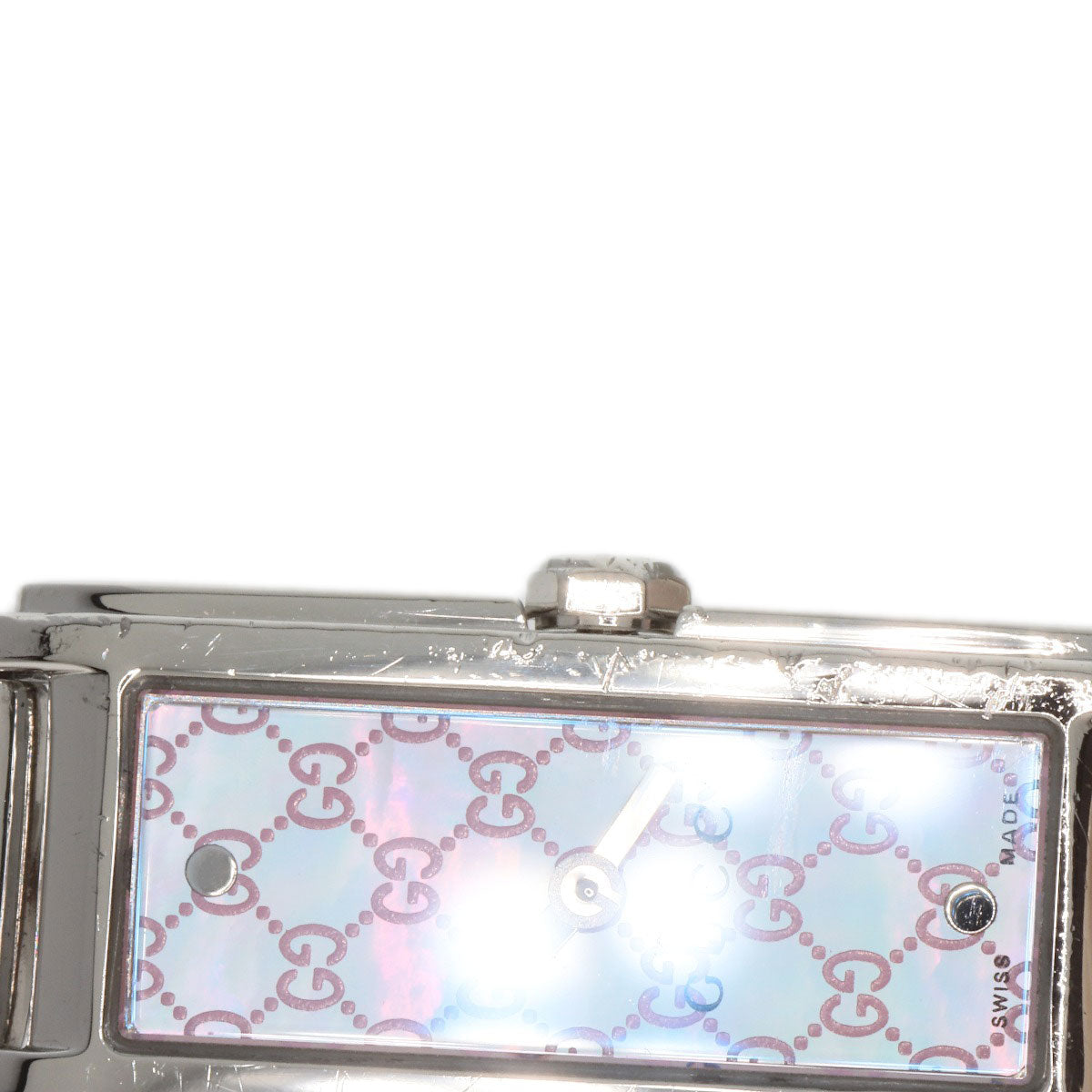 GUCCI Watches Quartz 109 Stainless Steel , Stainless Steel Silver Square face GG dial Pink shell dial Women Used
