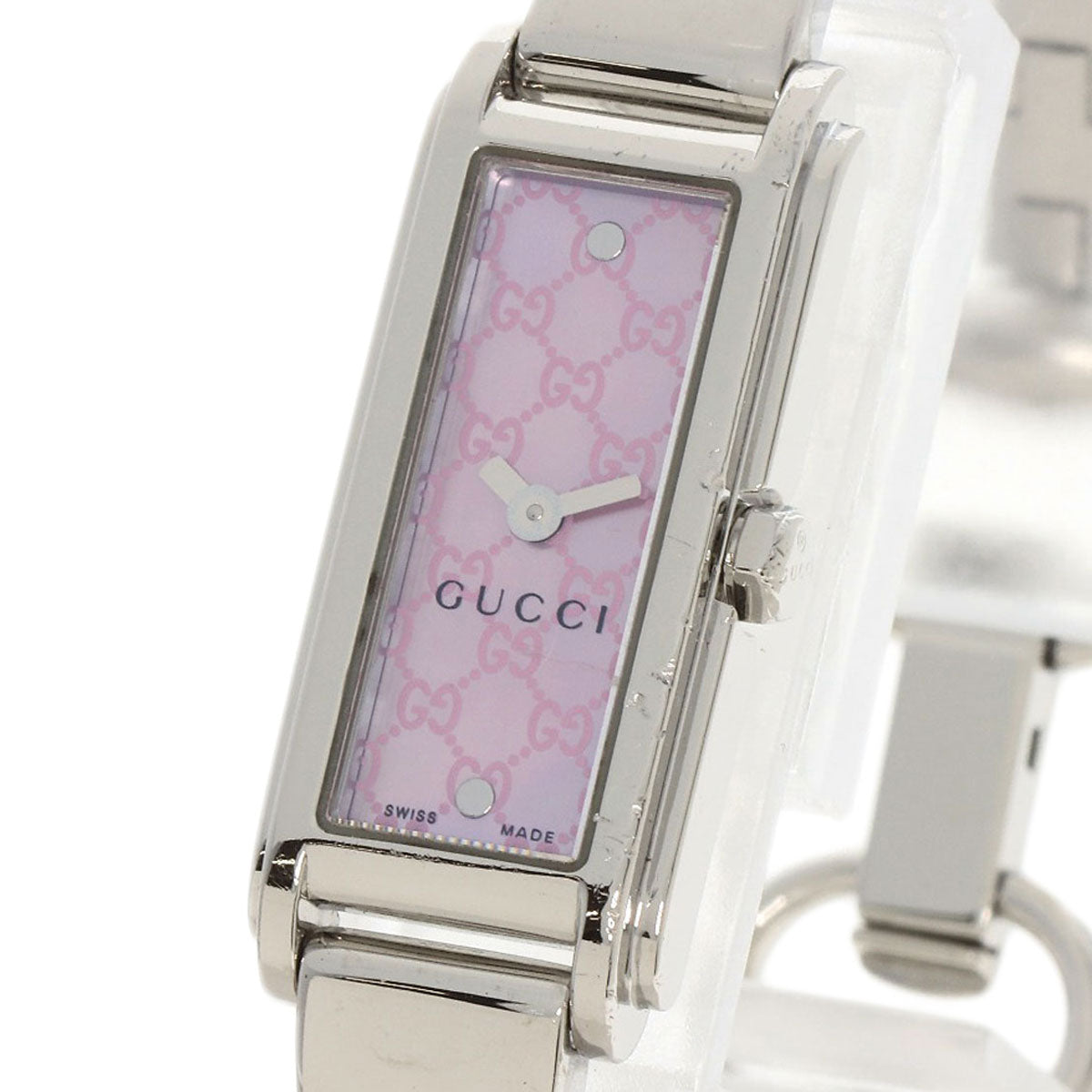 GUCCI Watches Quartz 109 Stainless Steel , Stainless Steel Silver Square face GG dial Pink shell dial Women Used