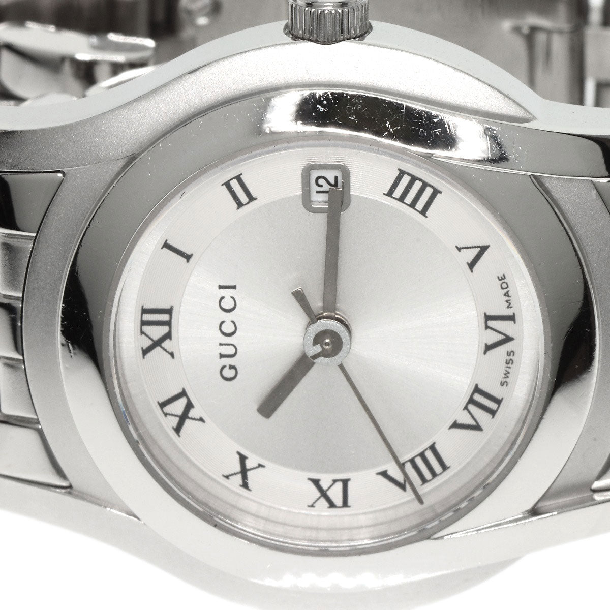 GUCCI Watches Quartz 5500L Stainless Steel , Stainless Steel Silver Round face Silver dial Women Used