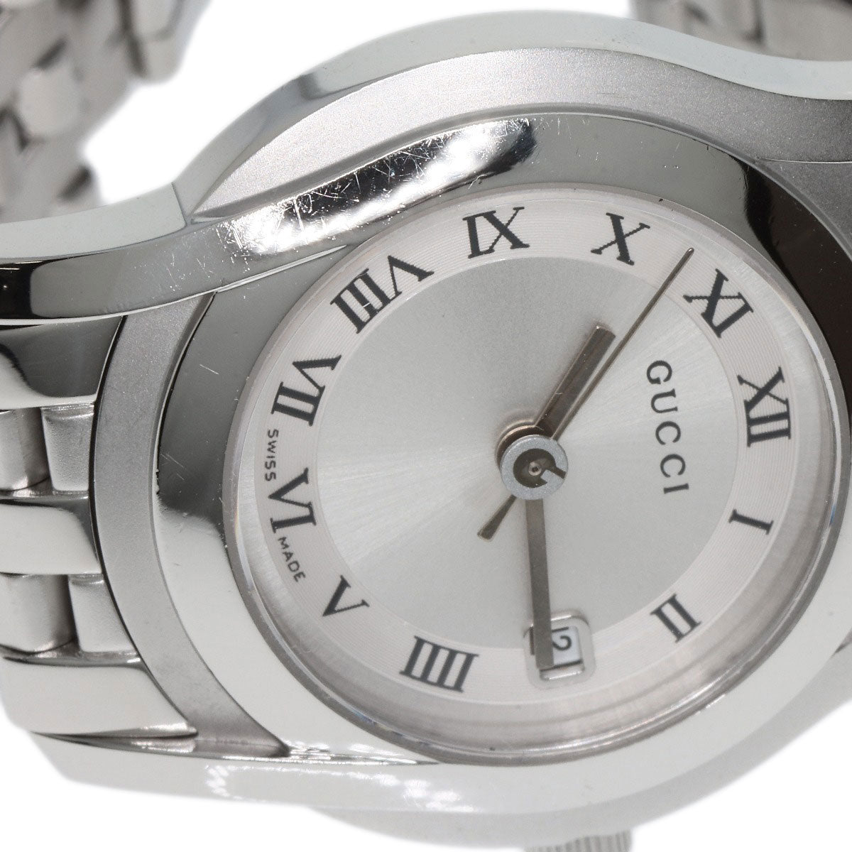 GUCCI Watches Quartz 5500L Stainless Steel , Stainless Steel Silver Round face Silver dial Women Used