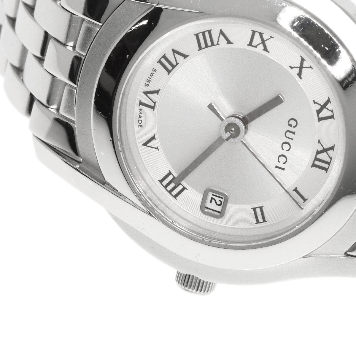 GUCCI Watches Quartz 5500L Stainless Steel , Stainless Steel Silver Round face Silver dial Women Used