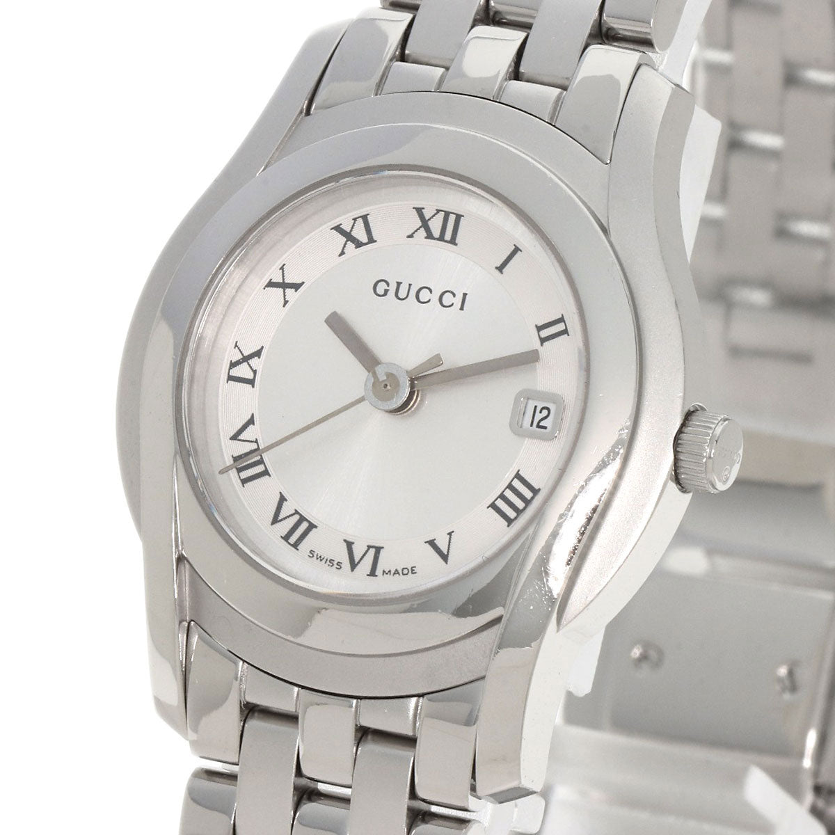 GUCCI Watches Quartz 5500L Stainless Steel , Stainless Steel Silver Round face Silver dial Women Used