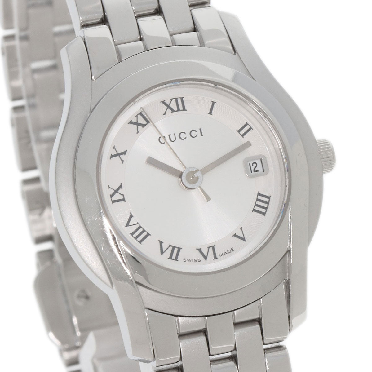 GUCCI Watches Quartz 5500L Stainless Steel , Stainless Steel Silver Round face Silver dial Women Used